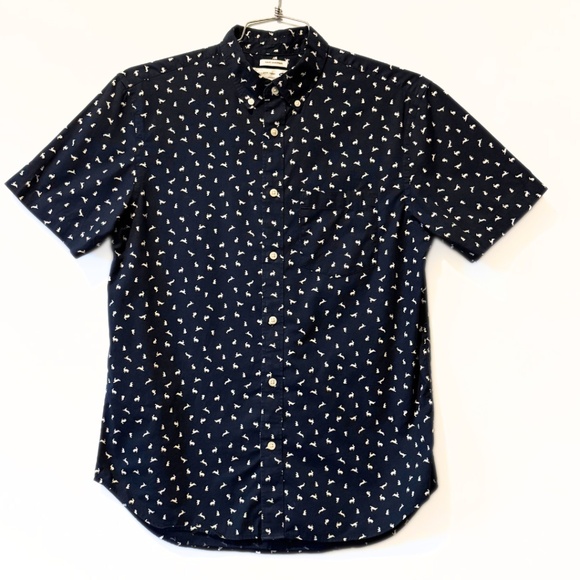 Old Navy The Classic Shirt Slim Fit Navy Rabbit Print Size M - Picture 1 of 8